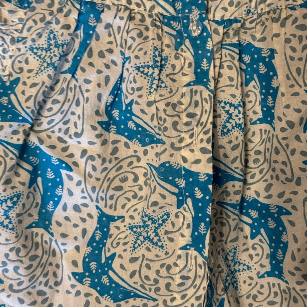 Almirah Dolphin Block Print Cotton Infant Dress and Bloomer Set - Picture 2 of 7
